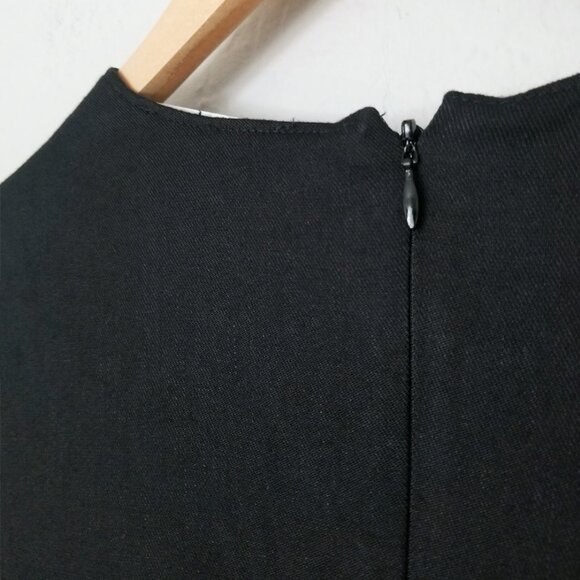 A.L.C. Linen Blend Twist Belted Mini Shift Dress 8 Short Sleeve Black Pocket LBD - Picture 10 of 15